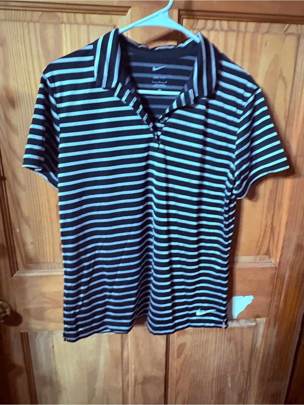Nike Black & White Striped Kids Polo Shirt